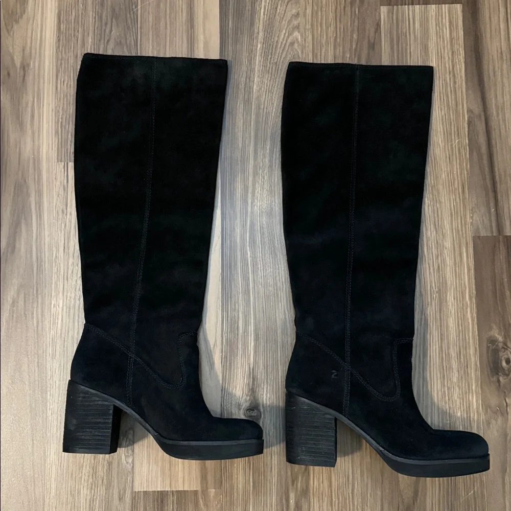 Zodiac Suede Black Over The Knee Vintage Tall Pull On Boots 6
